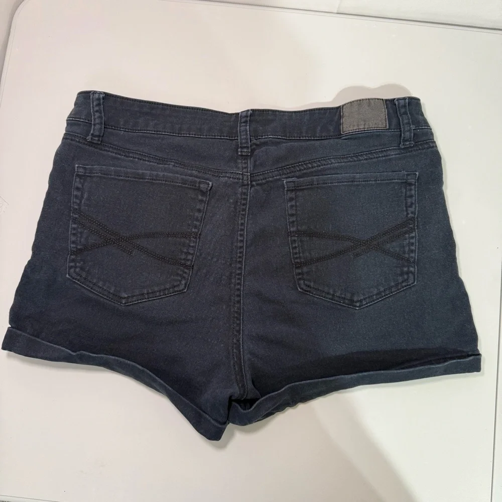 Aeropostale High Waisted Denim Shorts Dark Wash Cuffed Hem Size 14‎